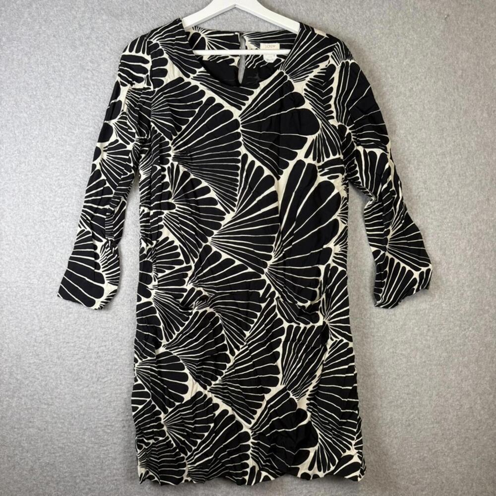 J. Crew Women's Size 4 Black 3/4 Sleeve A Line Knee Length Shift Dress